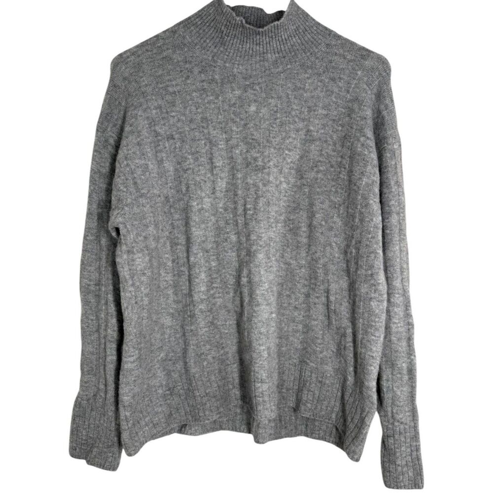 J Crew Gray Sweater Womens Sz M Wool Alpaca Blend Basic Turtle Neck Soft